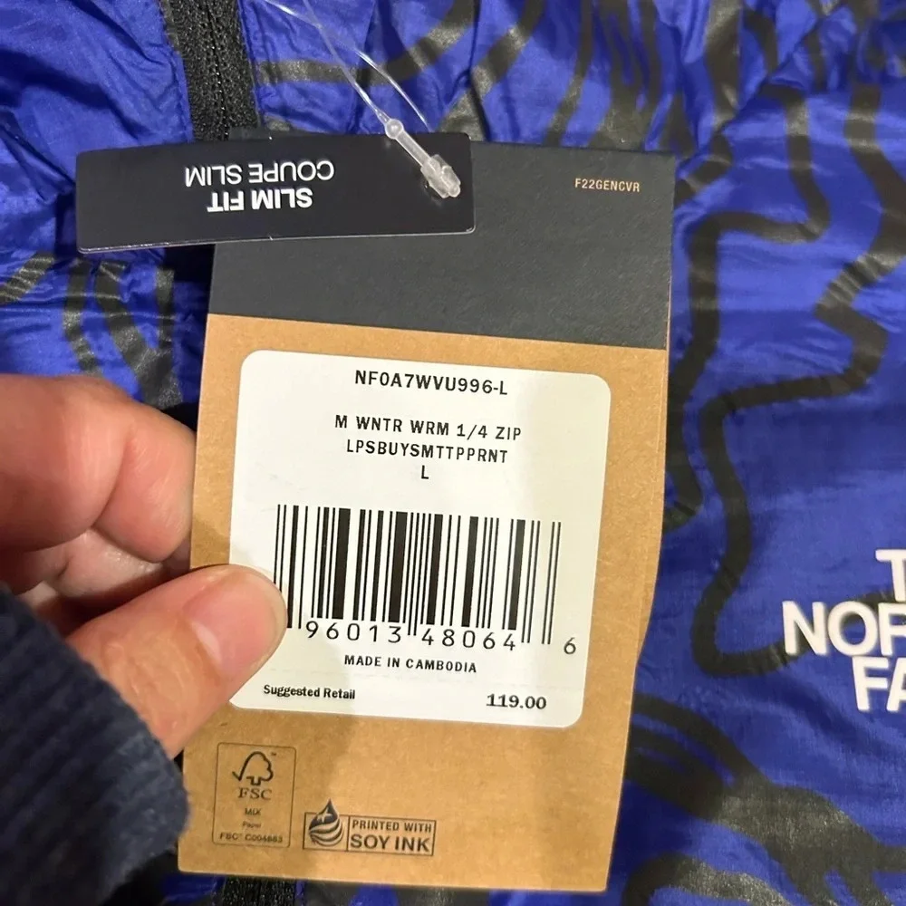 The North Face Men’s L Large Winter Warm-up 1/4 Zip Hoodie NWT Blue
